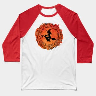 Witch on broom Halloween design Baseball T-Shirt